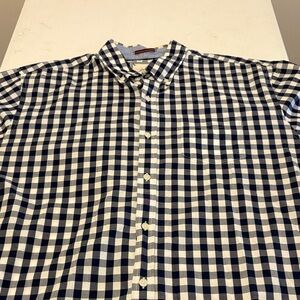 Johnston & Murphy Navy and White Plaid Shirt